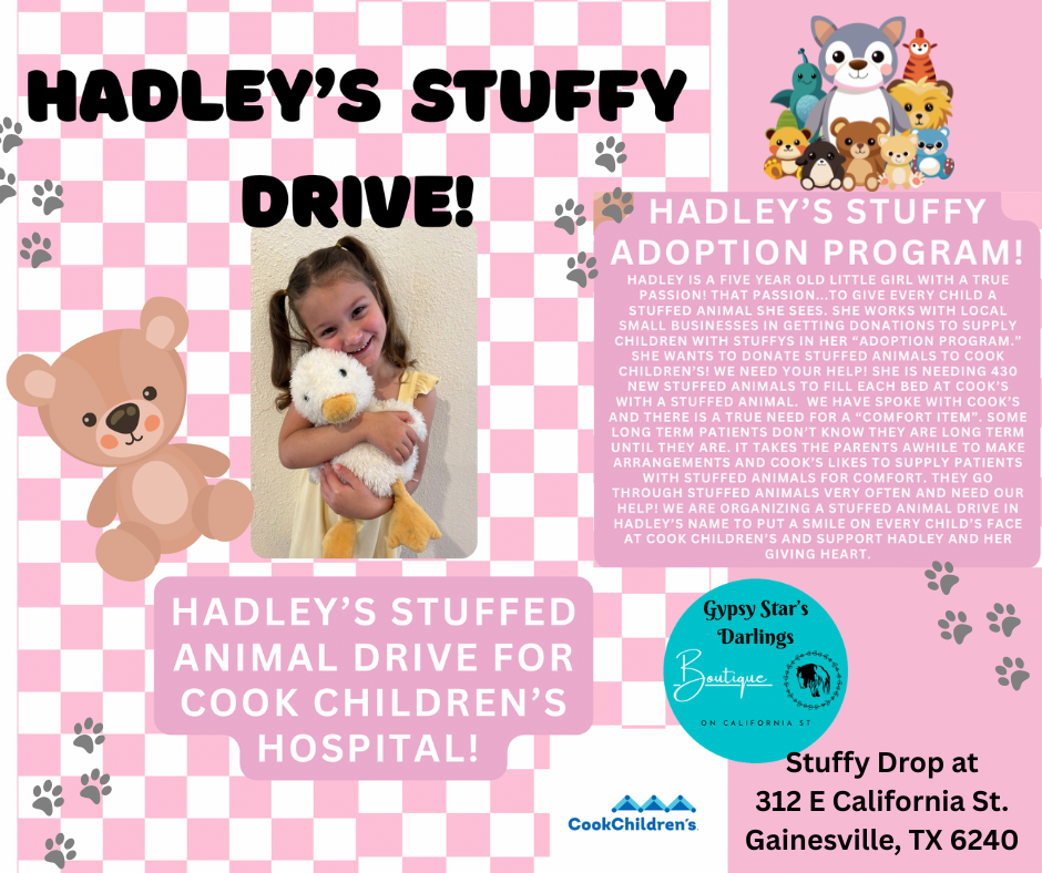 Featured image for the Hadley’s Stuffy Animal Drive for Cook Children’s event